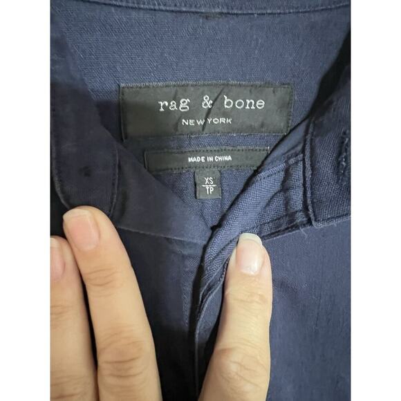 RAG & BONE MEN SHIRT NAVY BLUE SZ X SMALL SLIM FIT BUTTON DOWN FORMAL COTTON - Picture 2 of 6